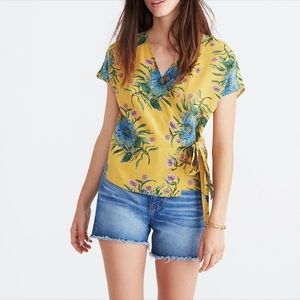 Madewell Yellow Floral Wrap Blouse